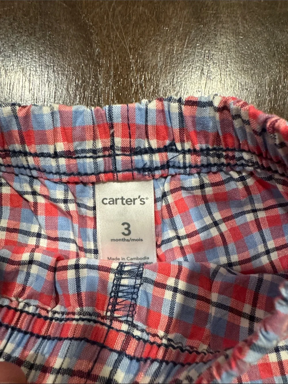 Carter's Red & Blue Plaid Elastic Waist Shorts